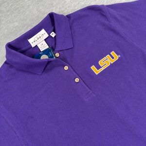 Velocity LSU Tigers Womens Purple Cotton Pique Polo Shirt LG NWT Style 2501